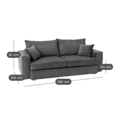 Canapé velours côtelé Otto - Taupe - 2 places