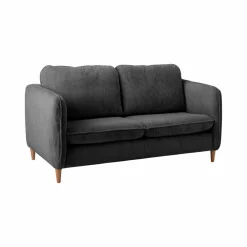 Canapé velours côtelé Portimo - Gris - 2 places