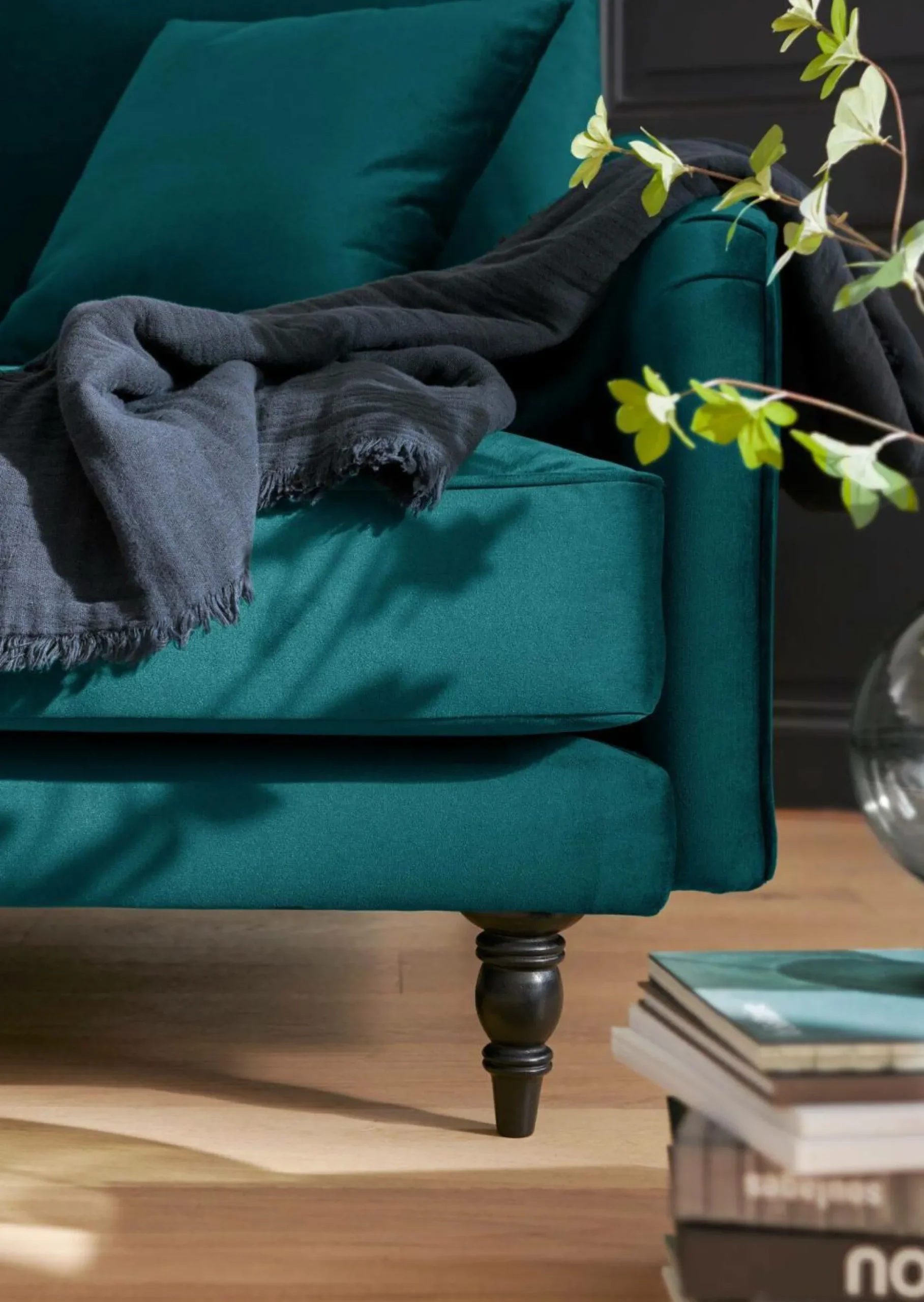 Canapé velours Olie - Bleu paon - 2 places