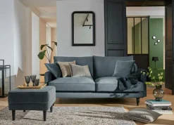 Canapé velours Olie - Bleu gris - 2 places