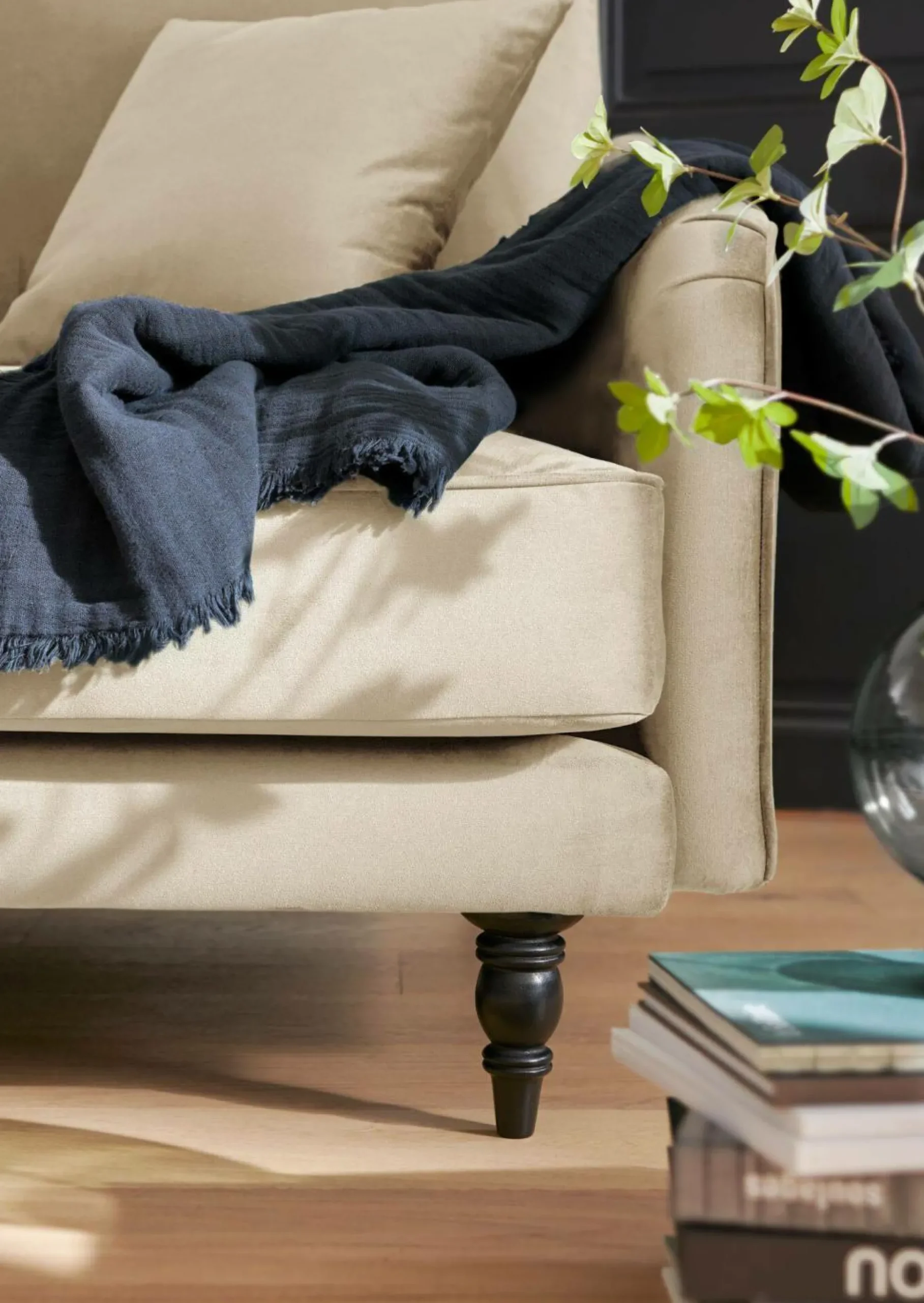 Canapé velours Olie - Ecru - 3 places