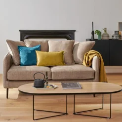 Canapé velours Olympe - Beige - 3 places