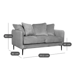 Canapé velours Olympe - Beige - 2 places