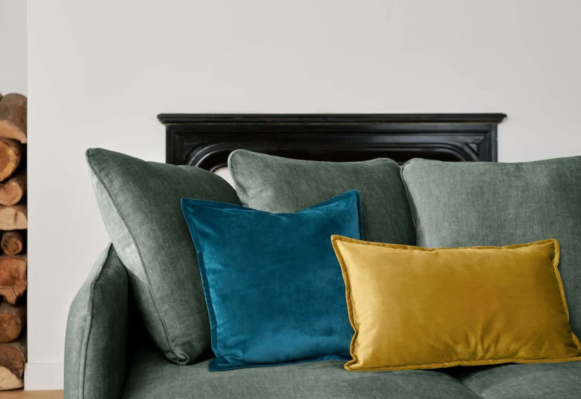 Canapé velours Olympe - Bleu - 3 places