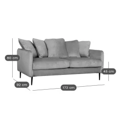 Canapé velours Olympe - Bleu - 3 places