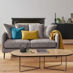 Canapé velours Olympe - Gris - 3 places