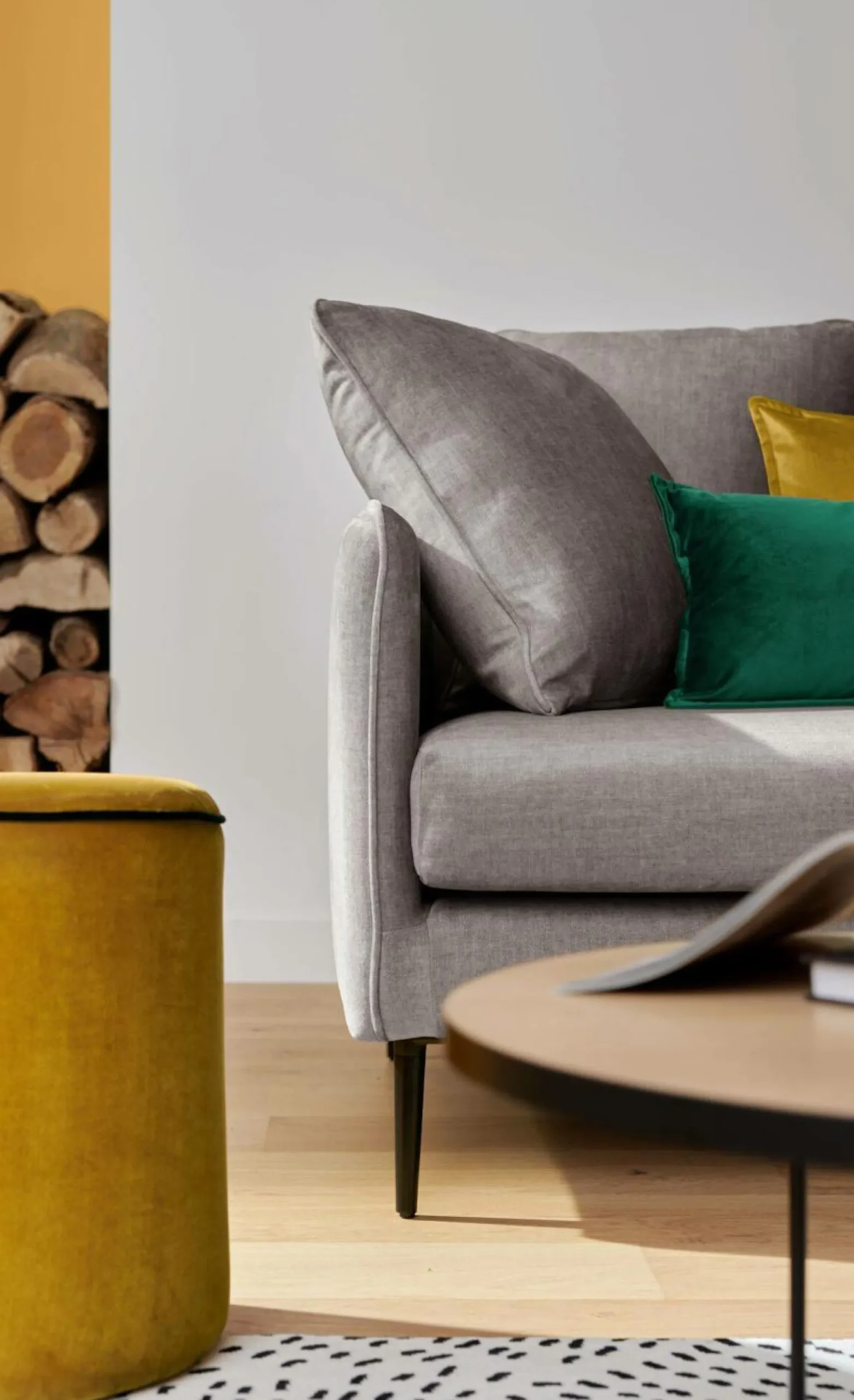 Canapé velours Olympe - Gris - 3 places