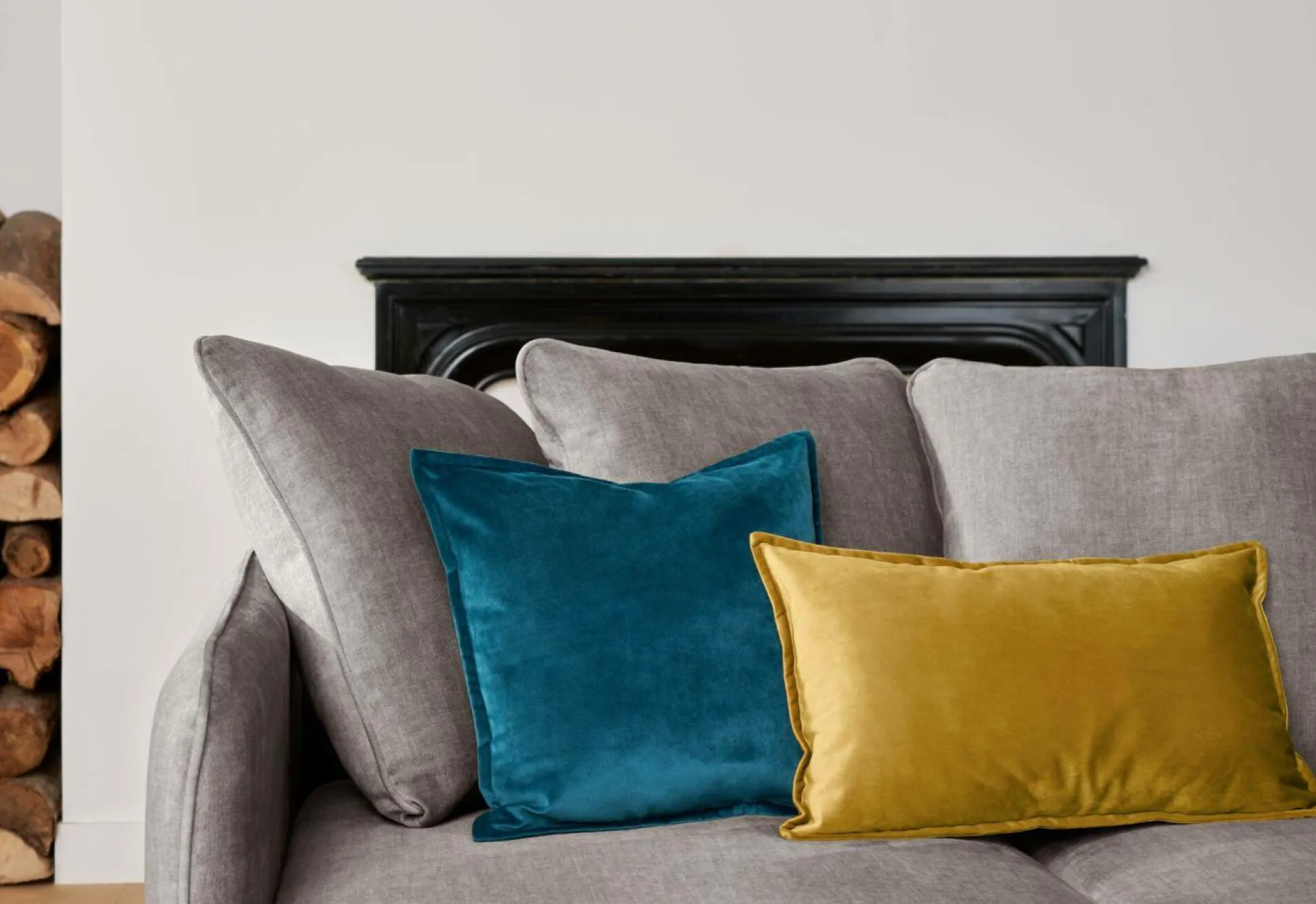 Canapé velours Olympe - Gris - 2 places