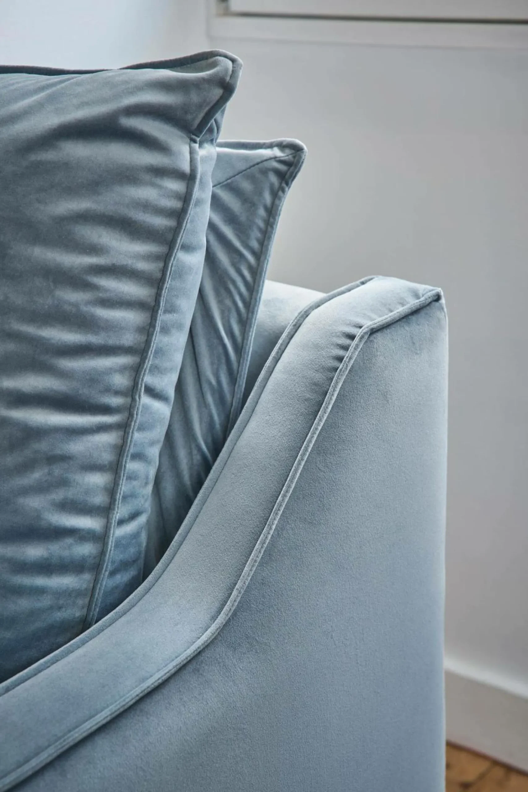 Canapé velours Orso - Bleu gris - 4 places