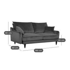 Canapé velours Orso - Gris Clair - 3 places