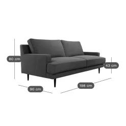 Canapé velours Oscar - Vert Emeraude - 3 places