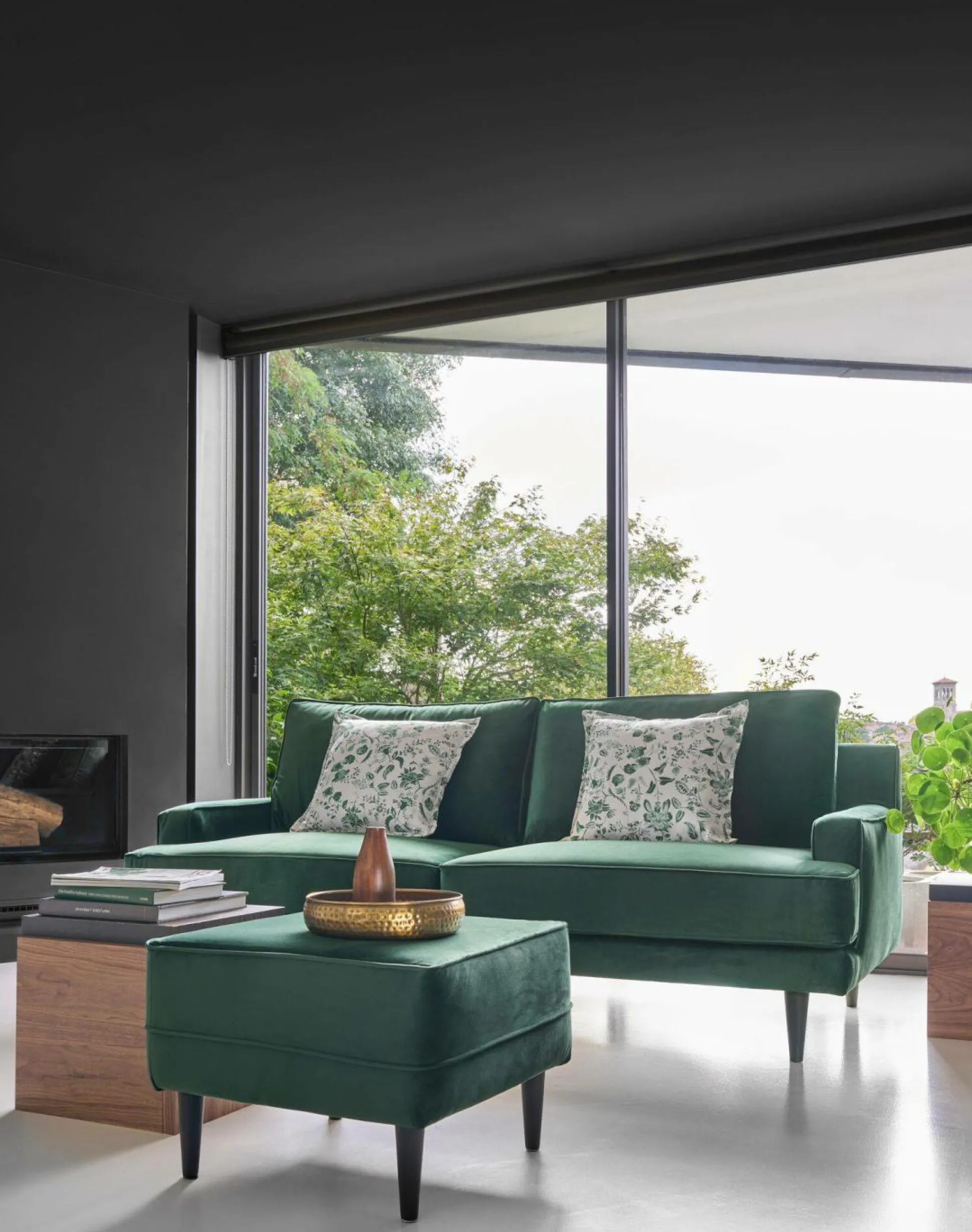 Canapé velours Oscar - Vert Emeraude - 2 places