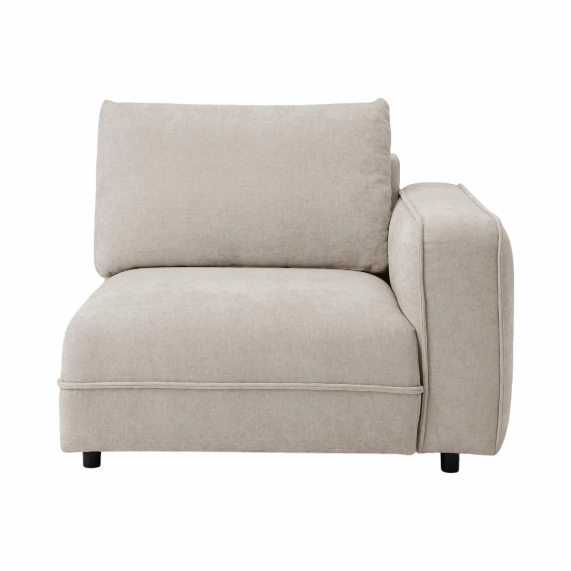 Chauffeuse avec accoudoir pour canapé modulable tissu Solenn - Ecru - Canapé angle droit