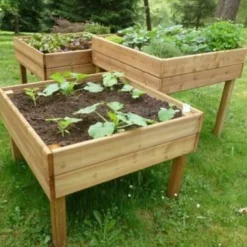 C.I.H.B. Lot de 3 Tables Potagères Carrées 480 L en Bois Autoclave