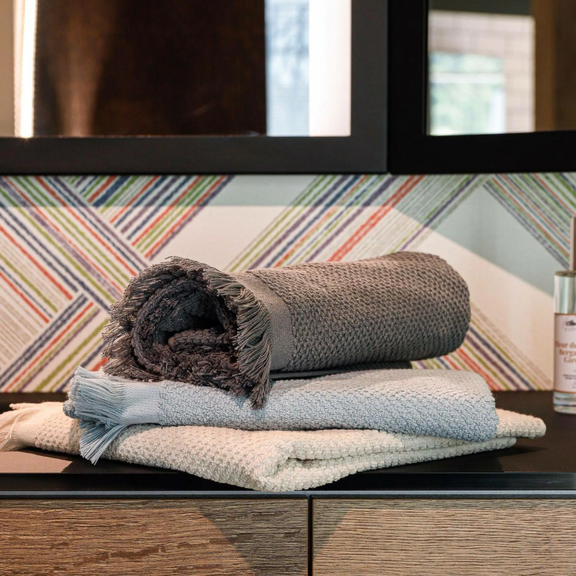 CLARYSSE Serviette de toilette lin Lise - Anthracite - Serviette de toilette 50 x 100 cm