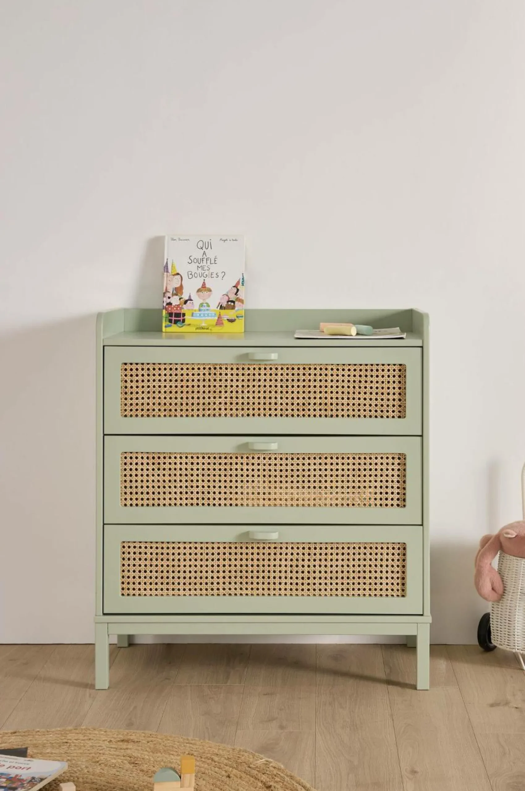 Commode 3 tiroirs Sam - Vert sauge