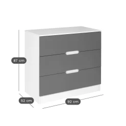 Commode 3 tiroirs Séraphin - Blanc/Vert