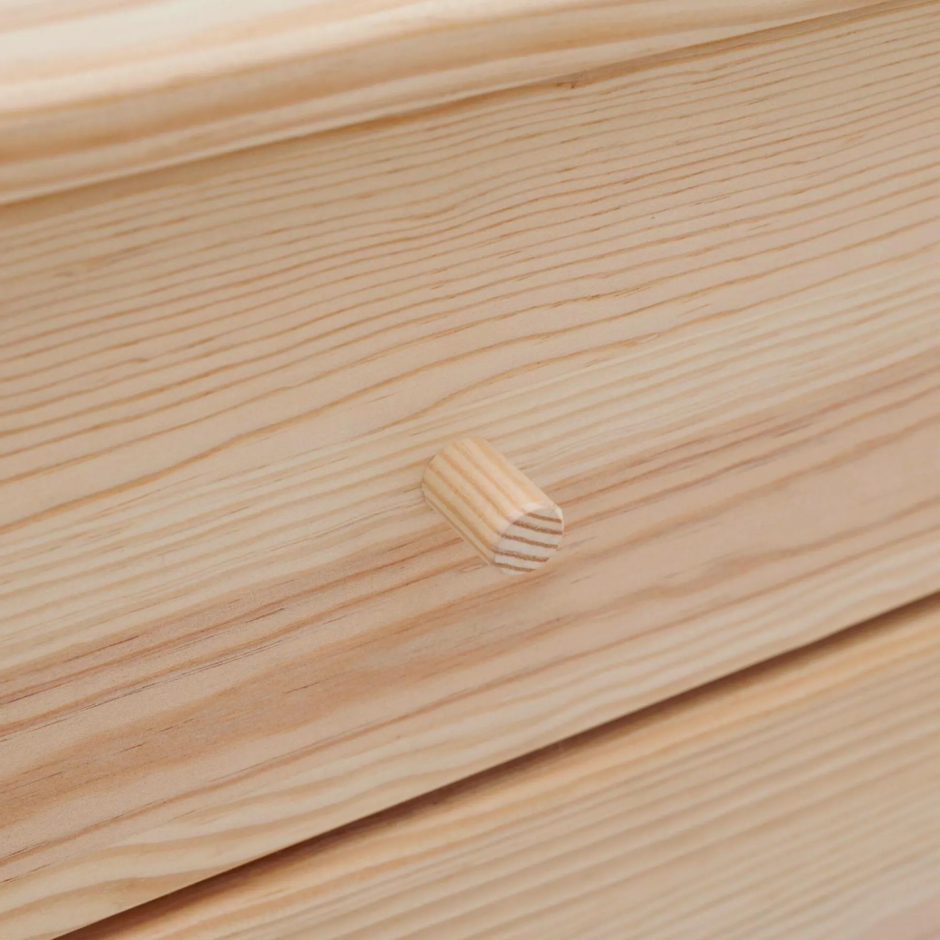 Commode bois massif 5 tiroirs Iris - Brut - Poignées Bois