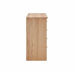Commode bois massif 5 tiroirs Iris - Naturel - Poignées Bois