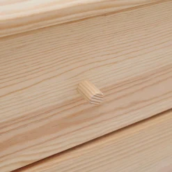 Commode bois massif 5 tiroirs Iris - Naturel - Poignées Bois