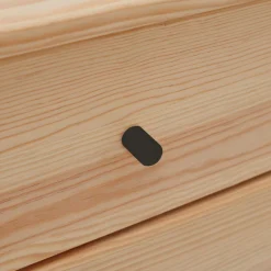 Commode bois massif 5 tiroirs Iris - Naturel - Poignées Noir