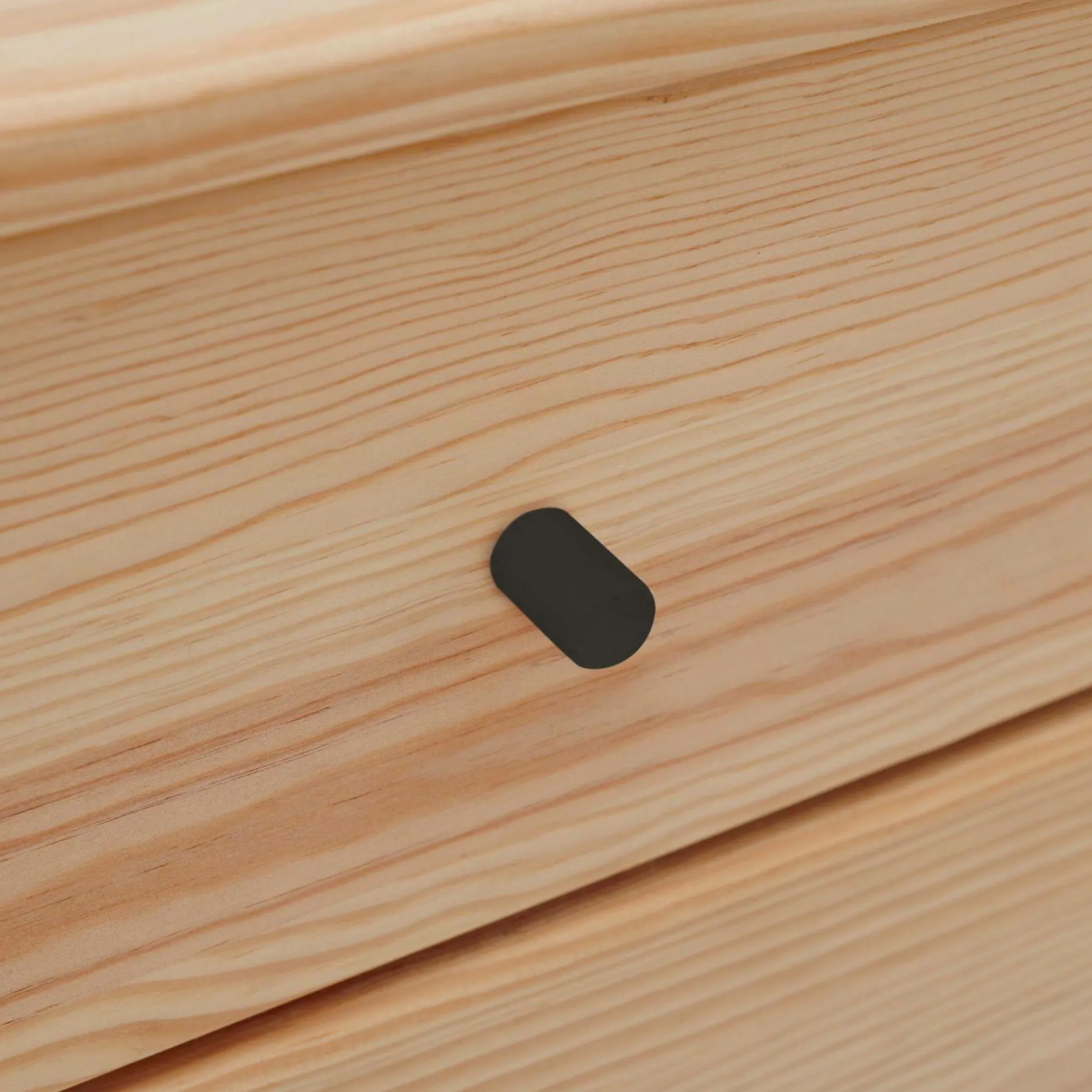 Commode bois massif 5 tiroirs Iris - Naturel - Poignées Noir