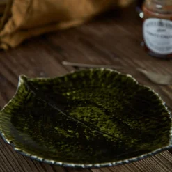 COSTA NOVA Assiette grès feuille Hortensia Riviera Foret