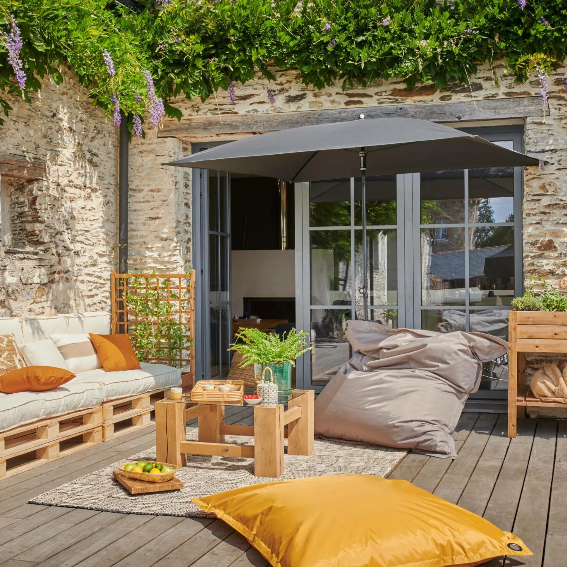 COTTON WOOD Pouf de sol rectangulaire 140 x 180 cm IN&OUT - Jaune Doré