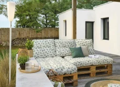 Coussin matelas palette recyclé Heva - Feuillage