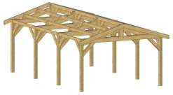 CPBF-CHARPENTES Abri deux Pentes pour Voiture Bourgogne en Bois - 550 x 950 cm