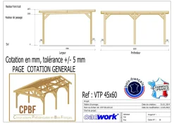 CPBF-CHARPENTES Abri Toit Plat pour Voiture Île de France en Bois - 450 x 600 cm
