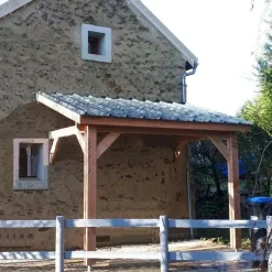 CPBF-CHARPENTES Abri une Pente Adossé pour Voiture Bretagne en Bois - 400 x 400 cm