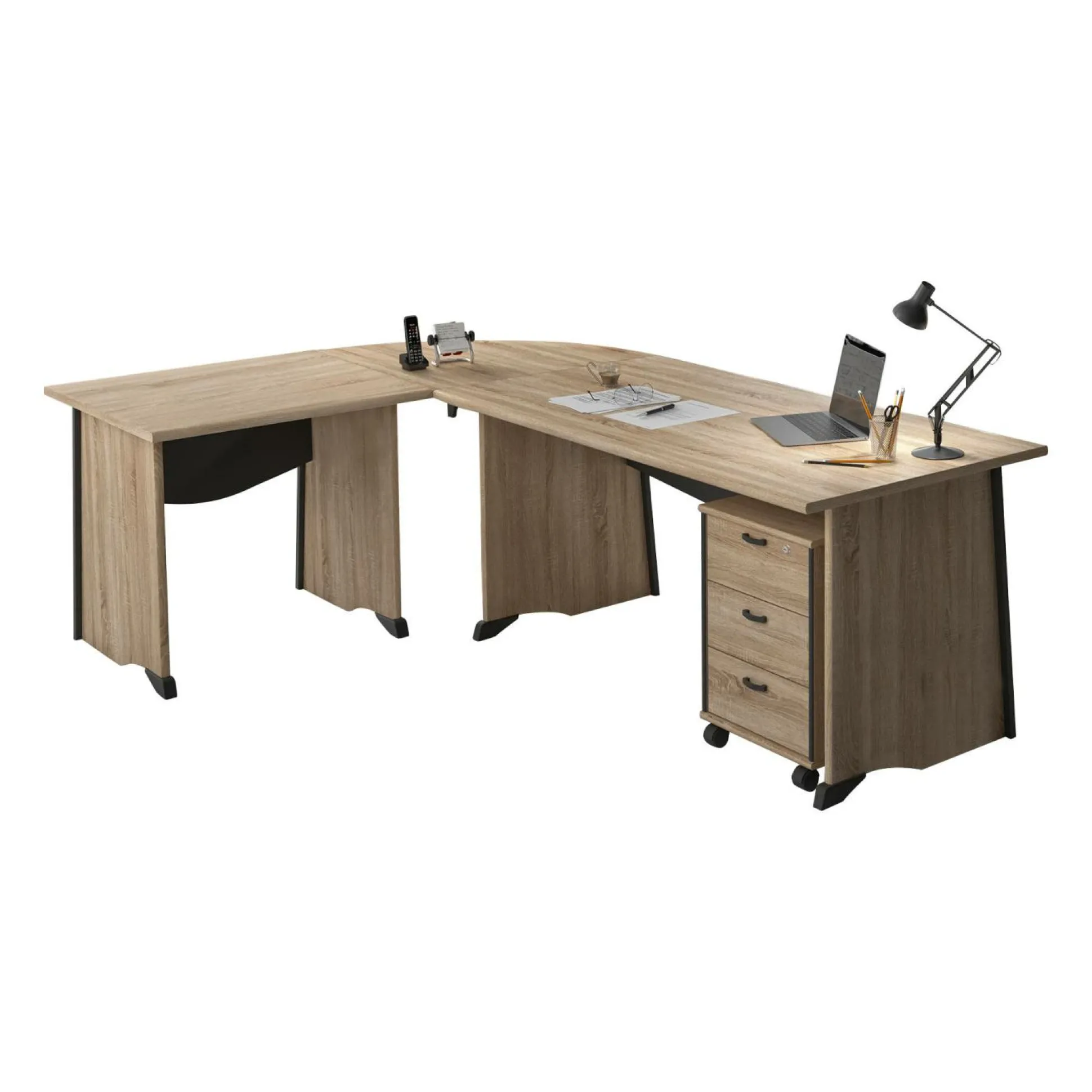 C.PRO PAR CAMIF Bureau complet + caisson Gregory - Largeur 160 cm
