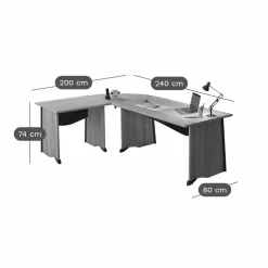 C.PRO PAR CAMIF Bureau complet Gregory retour 120 cm - Largeur 160 cm