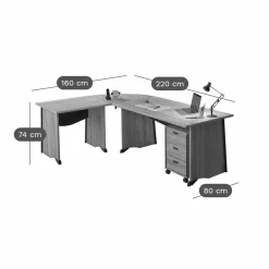 C.PRO PAR CAMIF Bureau complet + caisson Gregory - Largeur 140 cm