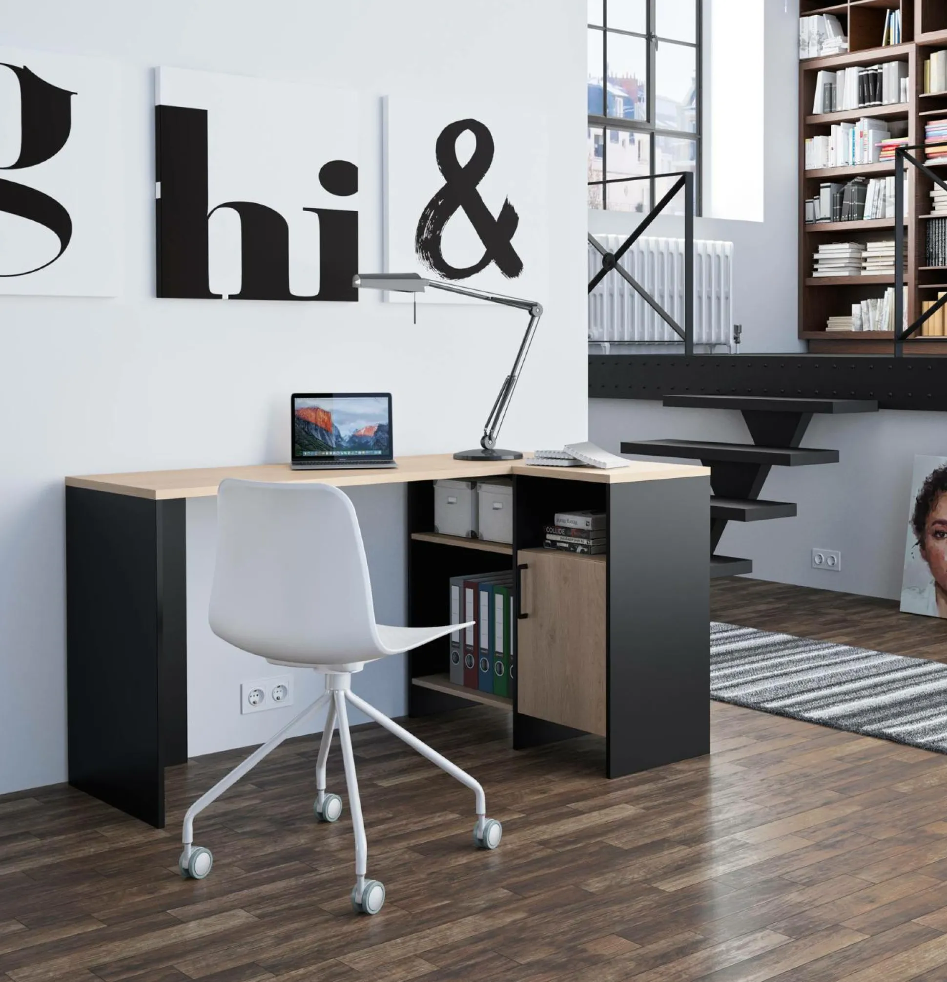 C.PRO PAR CAMIF Bureau d'angle Garry noir