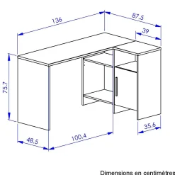 C.PRO PAR CAMIF Bureau d'angle Garry Blanc