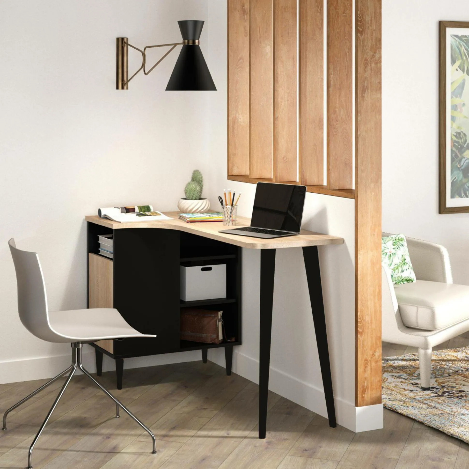 C.PRO PAR CAMIF Bureau Nook - Chêne/Noir