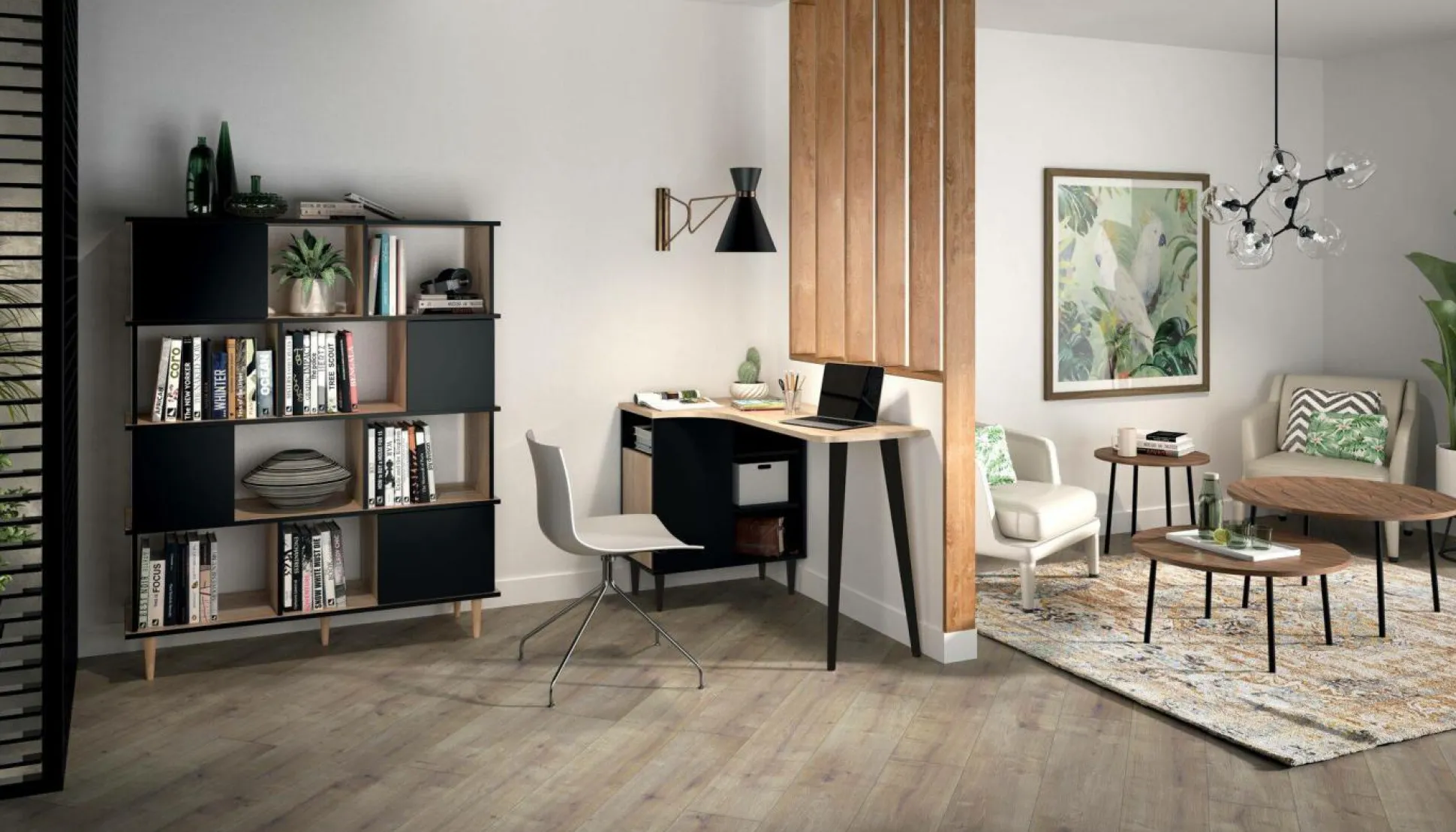 C.PRO PAR CAMIF Bureau Nook - Chêne/Noir