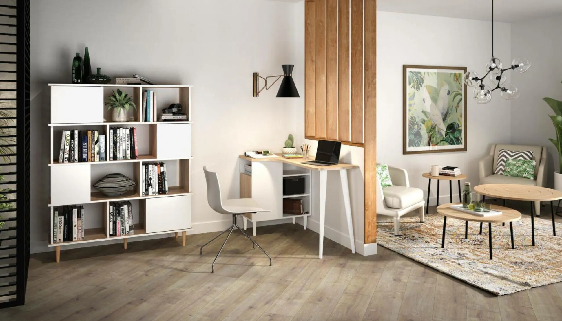 C.PRO PAR CAMIF Bureau Nook - Chêne/Blanc