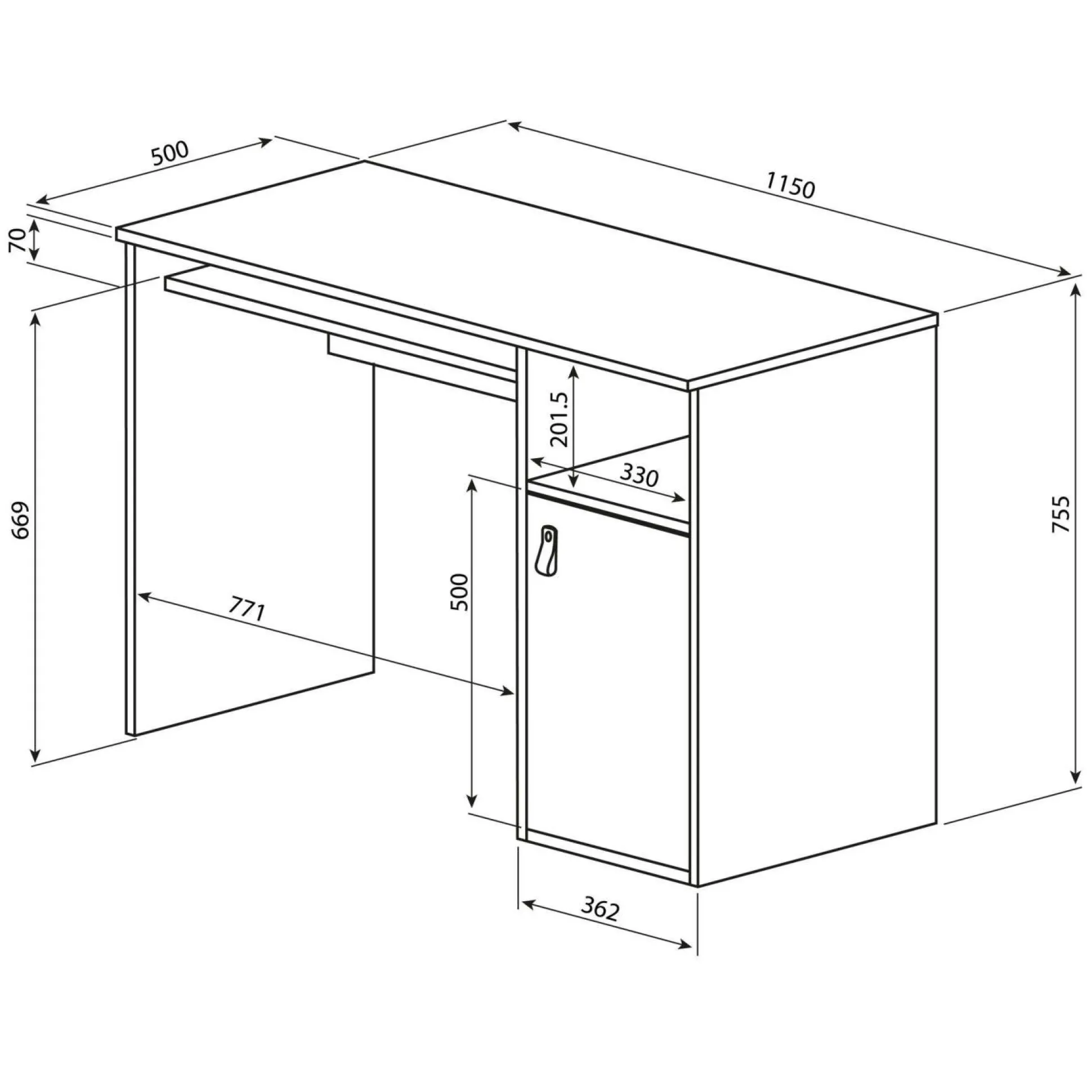 C.PRO PAR CAMIF Bureau Oxford - Chêne/Noir