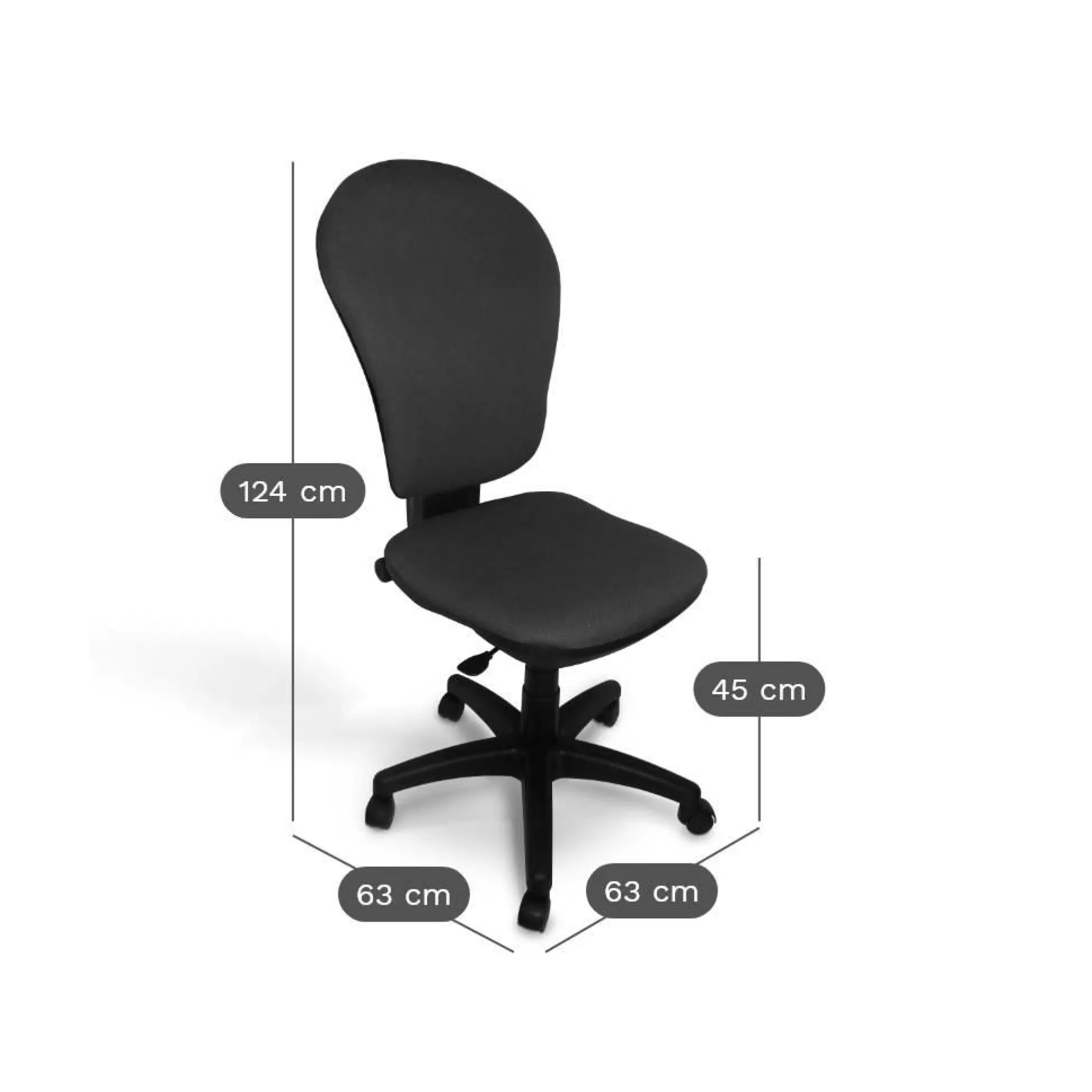 C.PRO PAR CAMIF Chaise de bureau Elise - Noir - Roulettes pour sol dur