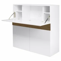 C.PRO PAR CAMIF Secrétaire Tim - Blanc/Noyer