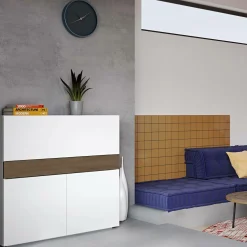 C.PRO PAR CAMIF Secrétaire Tim - Blanc/Noyer