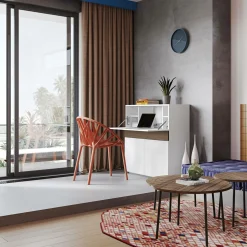 C.PRO PAR CAMIF Secrétaire Tim - Blanc/Noyer