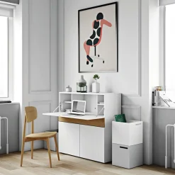 C.PRO PAR CAMIF Secrétaire Tim - Blanc/Chêne