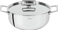 CRISTEL Faitout 2 anses avec couvercle inox Castel Pro - Diamètre 24 cm