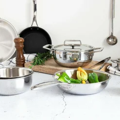 CRISTEL Faitout 2 anses avec couvercle inox Castel Pro - Diamètre 24 cm