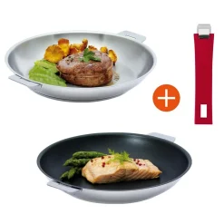 CRISTEL Lot de 2 poêles Mutine 24 et 26 cm avec poignée framboise