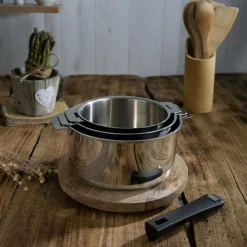 CRISTEL Set 3 casseroles Mutine avec poignée amovible noire